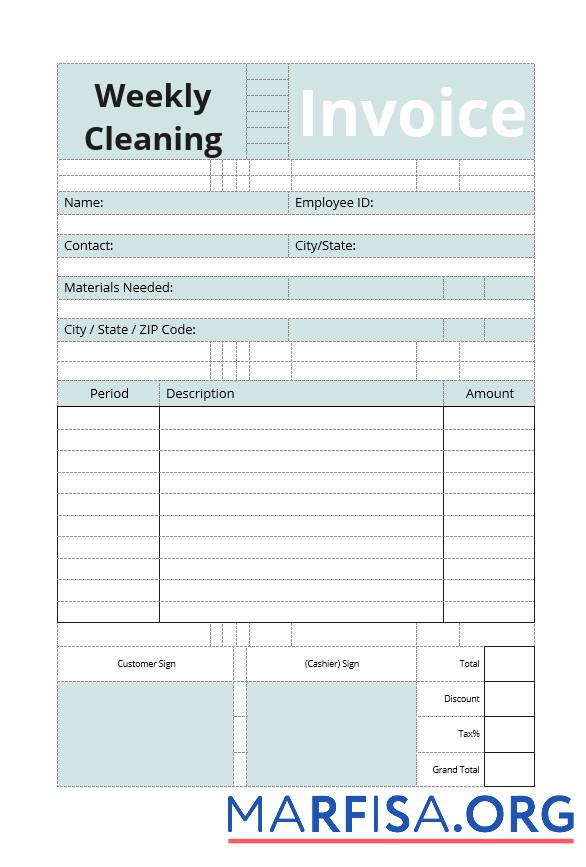 Printable Commercial Cleaning Invoice Template
